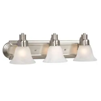 Belfast 3-Light Vanity, Brushed Nickel, Marbled Glass, 24"X7", 100W Bulbs, Energy-Efficient Design 1
