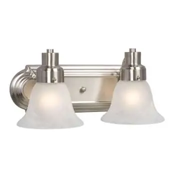 Belfast Two-Light Vanity, Brushed Nickel & Marbled Glass - 14"W X 7"H, 100W Max, Medium Base, Non-Dimmable 1