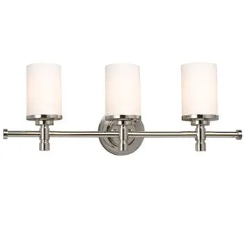 Brighton Three Light Vanity - Chrome Finish, Satin White Glass, 24" Wide, 3X100w Bulbs, Non-Dimmable 1