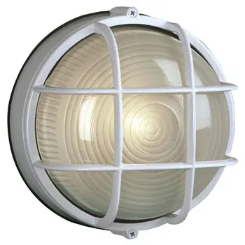 Cast Aluminum Marine Light 305012 Wht - White Finish W/ Frosted Glass, 60W Bulb, Guard Included 1
