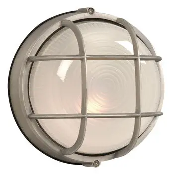 Cast Aluminum Marine Light 305012Sa - Satin Aluminum, Frosted Glass, 60W, Non-Dimmable With Guard 1