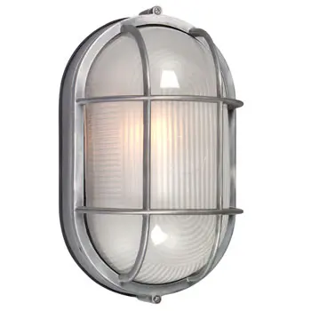 Cast Aluminum Marine Light 305013Sa - Satin Finish, Frosted Glass, 100W, Med Base, Non-Dimmable 1
