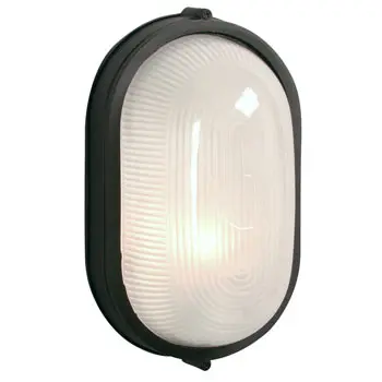 Cast Aluminum Marine Light 305113 Blk - Black, Frosted Glass, 100W, Med. Base, Non-Dimmable 1