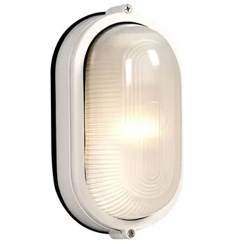 Cast Aluminum Marine Light 305114 Wh - White Finish, Frosted Glass, 1X60w Med Base Bulb, Non-Dimmable 1