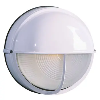 Cast Aluminum Marine Light 305561Wht - 100W Hooded White Fixture With Frosted Glass, Medium Base 1
