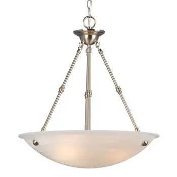 Chandelier 815120Bn - 20" Brushed Nickel, Marbled Glass, 3X100w, Med. Base, Non-Dimmable 1