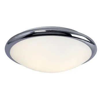 Chrome Flushmount 612392Ch - 12" Satin White Glass, 2 X 40W Bulbs, Dimmable, Med. Base 1