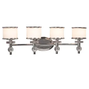 Chrome Four Light Vanity - 29.5" Wide, White Glass, A15 Bulbs, 60W, Dimmable, Sleek Modern Design 1
