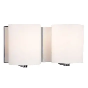 Cyl 2-Light Vanity Light, Polished Chrome With Satin White Glass, 100W, 11.75"X6.25"X5.5", Non-Dimmable 1