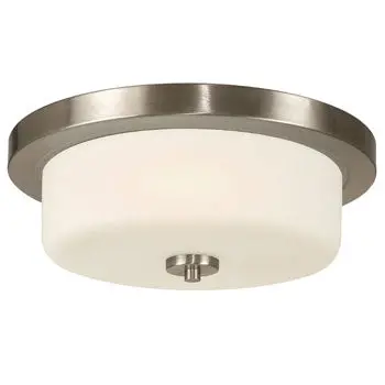 Danton Led Flush Mount Ceiling Light, Brushed Nickel, 3000K, Dimmable, Energy Star, 16W, 1520 Lumens, White Glass 1