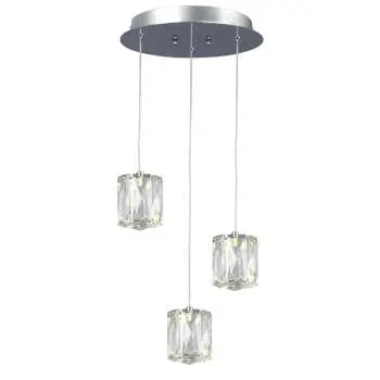 Estella 3L Pendant Light, Chrome Finish, Clear K9 Crystal, 9W Led, 810 Lumens, Dimmable, 4000K 1