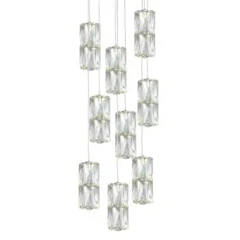 Estella 9L Led Pendant Light - Chrome, K9 Crystal, 54W, 4860 Lumens, 4000K, Dimmable, Elegant Lighting Solution 1