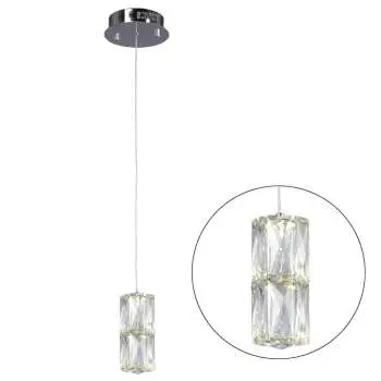 Estella Mini Pendant Light - Chrome, Clear K9 Crystal, 6W Led, 540 Lumens, 4000K, Dimmable, Elegant Lighting Fixture 1