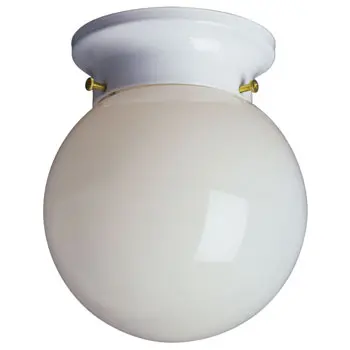 Flush Mount 61035W-W - White, Glossy Finish, White Glass Shade, 60W, Non-Dimmable 1