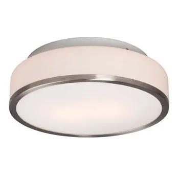Flush Mount 613532Bn - Brushed Nickel, Opal White Glass, 2X A15 Bulbs, 60W, 11-5/8"D X 3-1/2"H 1