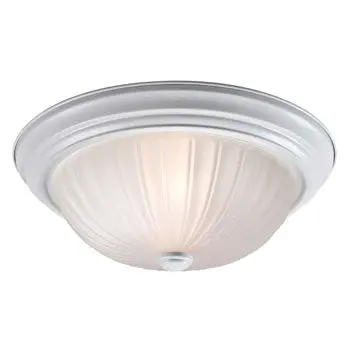 Flush Mount 635022Wh - 13" White Fixture W/ Frosted Melon Glass, 2X60w, Med Base, Non-Dimmable 1