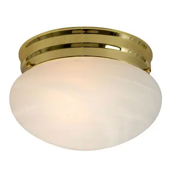 Flush Mount 810308Pb - Polished Brass, Marbled Glass, 7.5"X4.75", 1X60w, Non-Dimmable, Med. Base 1
