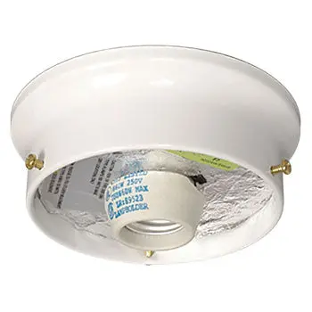 Flush Mount Light Holder 61038-W - White Finish, Med. Base, 100W, Non-Dimmable, 5.5"D X 1.5"H 1