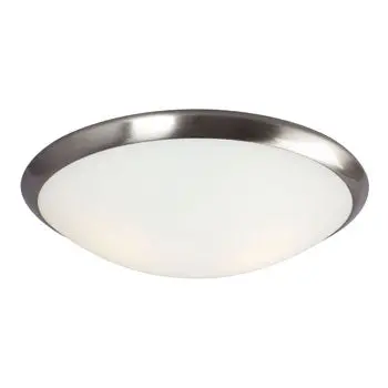 Flushmount 612394Bn - Brushed Nickel, Satin White Glass, 2X60w, 15.25"D X 4.125"H 1