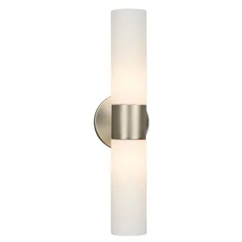 Hadley 2L Wall Sconce - Brushed Nickel & White Glass, 2X60w T10 Bulbs, 16.25"H, Non-Dimmable 1