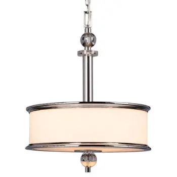 Hilton Chrome Pendant Light - White Glass, 3X60w A Bulbs, 18"D X 23-3/4"H, Elegant Non-Dimmable Fixture 1
