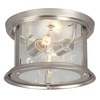 Huntington Flush Mount Light - Brushed Nickel, Clear Glass, 2X60w, 10"D X 6.25"H, Non-Dimmable 1