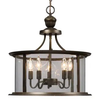 Huntington Pendant Light - 18"D X 19.5"H, Oil Rubbed Bronze Finish, Clear Glass, 5X60w, Non-Dimmable 1
