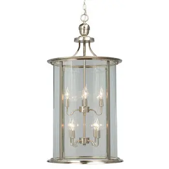 Huntington Pendant Light - Brushed Nickel, Clear Glass, 8X60w, Dimmable, 18"D X 34.25"H, Elegant Design 1