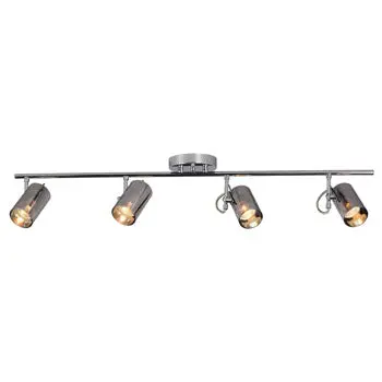Jayden 4-Light Chrome Track Light With Mirrored Glass, Gu10 50W Bulbs, Non-Dimmable, 34" Length 1