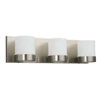 Junction 3-Light Vanity Brushed Nickel, White Glass - G9 Bulb, 50W, 20"X5-1/8"X5", Modern Bathroom Fixture 1