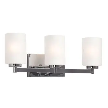 Kaden Chrome Vanity Light - 20" 3-Bulb Fixture With Satin White Glass, 100W Med Base, Non-Dimmable 1