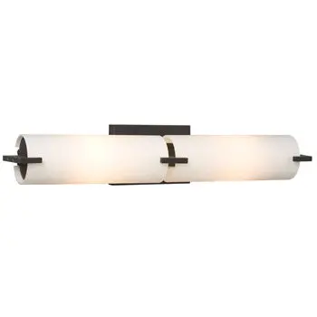 Kona 2-Light Vanity, Restoration Bronze Finish, Satin White Glass, 100W, 22"W X 4.375"H, Non-Dimmable 1