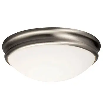 L613330bn010a1 Led Flush Mount Ceiling Light, Brushed Nickel Finish, White Opal Glass, 12W, 3000K, Dimmable 1