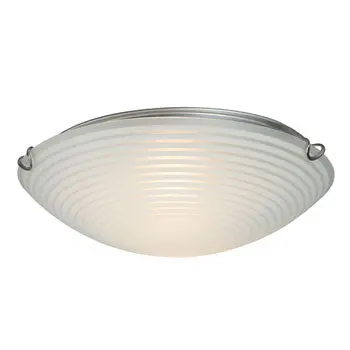 L615293ch016a1 Led Flush Mount Ceiling Light, Chrome Finish, Striped Satin White Glass, 3000K, 16W, Dimmable 1