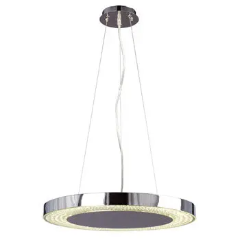 L919512ch Led Pendant Light In Polished Chrome With Clear Crystals, Dimmable, 3000K, 19.5" Diameter 1