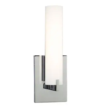 Led Wall Sconce/Bath & Vanity Light - 10W, 120V, Chrome, Satin White Glass, Dimmable, 3000K, 560 Lumens. 1