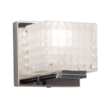 Mason 1L Vanity Light, Chrome – 50W G9 Base, Clear Sand-Blasted Glass, Non-Dimmable, 4.5"X4.5" 1