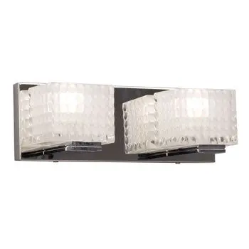 Mason 2L Chrome Vanity Light, Clear Sand-Blasted Glass, G9 Bulbs, 50W, 12.5"X4.5", Non-Dimmable 1