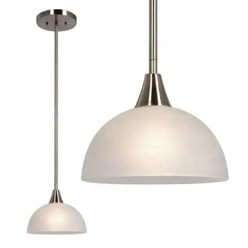 Metro Mini Pendant - Brushed Nickel, Marbled Glass, 60W, 8"D X 43.25"H, Non-Dimmable, With 6", 12", 18" Extension Rods 1