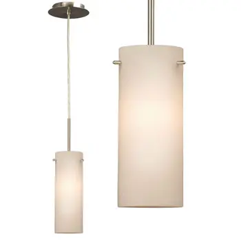 Mini-Pendant 910920Bn - Brushed Nickel, Satin White Glass, 100W Med. Base, Dimmable, 5-1/4"D X 10"H 1