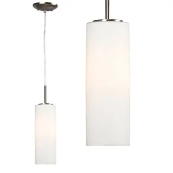 Mini-Pendant 983202Bn - Brushed Nickel With Satin White Glass, 100W Bulb, 4"X11" Size, Non-Dimmable 1