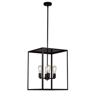 Model 926754Bk: Black 4-Lamp Pendant With Adjustable Ext. Rods & Swivel - 100W A19 Bulbs, Steel Fixture 1