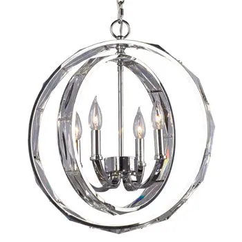 Novia 4L Chrome Pendant Light - 60W, Clear Crystal Glass, 4 Bulbs, Non-Dimmable, Elegant Lighting Solution 1