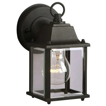 Outdoor Cast Aluminum Lantern 305611Blk - Black Finish, Clear Beveled Glass, 60W, Med. Base, 4.5"W X 8"H 1