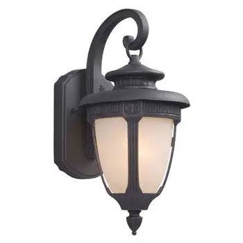 Outdoor Cast Aluminum Lantern 310796Blk - Black Finish, Marbled Glass, 100W, 14.5" Height, Med. Base Bulb 1