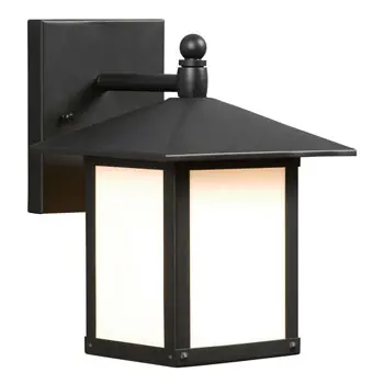 Outdoor Lantern 312680Bk - Black Finish With Marbled White Glass, 100W Bulb, 6.5"W X 9"H, Non-Dimmable 1