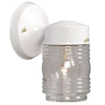 Outdoor Wall Fixture 320107Wh - White Finish, Clear Jam Jar Glass, 1X60w Bulb, Dimmable, Med Base 1