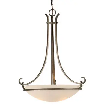 Phoenix Pendant - Iron Finish, Satin White Glass, 3X100w Med. Base, Non-Dimmable, 27"D X 34-5/8"H 1