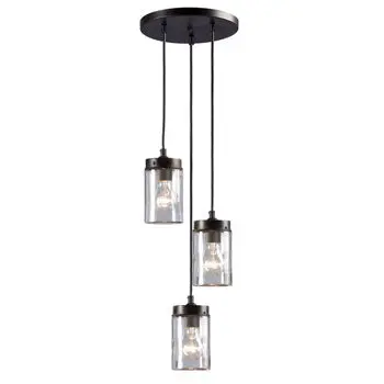Quentin 3-Light Multi-Light Pendant - Oil Rubbed Bronze, Clear Glass, Dimmable 40W Bulbs Included, 10"X6.125" Size 1