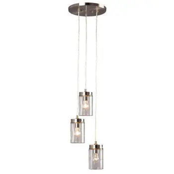 Quentin 3-Light Pendant - Brushed Nickel, Clear Glass - 40W Med. Base, Dimmable, 10"D X 6-1/8"H, Bulbs Not Included 1